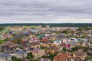 private houses in a suburban area, top view photo