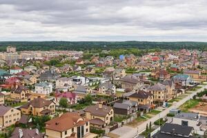 private houses in the suburban neighborhood of Perm, Russia, top view photo