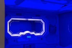 interior of cell of a capsule hotel at Koltsovo airport, Yekaterinburg, Russia photo