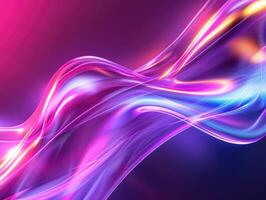 AI generated colorful background with abstract shape glowing in ultraviolet spectrum, curvy neon lines, Futuristic energy concept photo