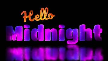 Neon light effect loop midnight text black background video