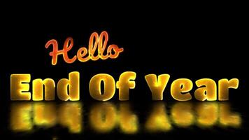 Neon light effect looping end of year text black background video