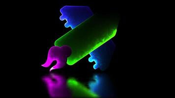 Neon light effect repeating rocket icon Growth concept, black background video