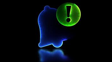 Neon light effect looping notification bell icon. Black background. video