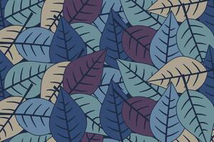 Dark blue nature leaves pattern design. Vector illustration.