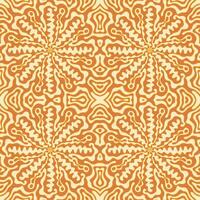 1970 style wavy swirl seamless pattern. Orange and beige psychedelic waves. Abstract wavy flowers. Retro texture. Hippie aesthetic. Seventies background. vector