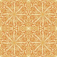 1970 style wavy swirl seamless pattern. Orange and beige psychedelic waves. Abstract wavy flowers. Retro texture. Hippie aesthetic. Seventies background. vector