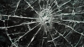 AI generated Texture broken glass with cracks. Abstract of cracked screen Smartphone from shock. photo