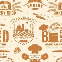 Bakery shop seamless pattern or background. Vector. Seamless bakery pattern with with rolling pin, windmill, wheat ears silhouette. Bakery shop texture. vector