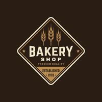 Bakery shop. Vector. Concept for badge, shirt, label, stamp or tee. Typography design with ears of wheat silhouette. Template for restaurant identity objects, packaging and menu vector