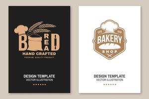 Hand crafted breadflyer, brochure, banner, poster. Vector illustration Typography design with bag with flour, ears of wheat silhouette. Template for restaurant identity objects, packaging and menu