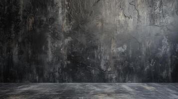 AI generated Black, dark and gray abstract cement wall and studio room , interior texture for display products. wall background. photo