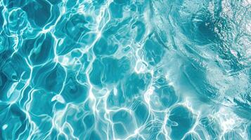 AI generated Swimming pool bottom caustics ripple and flow with waves background. Summer background. Texture of water surface. Overhead view. photo