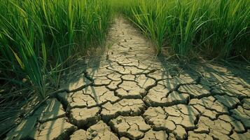 AI generated Climate change from drought to green growth photo