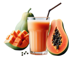 ai gegenereerd een glas van papaja sap PNG papaja fruit sap PNG papaja smoothie PNG papaja smoothie schudden PNG papaja sap transparant achtergrond