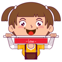 girl holding heart signs playful face cartoon cute png