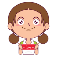 girl holding heart signs playful face cartoon cute png