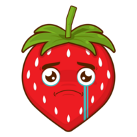 fragola pianto e impaurito viso cartone animato carino png