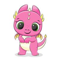 Cute baby dragon or dinosaur. Symbol of 2024. Colorfull cartoon vector illustration.