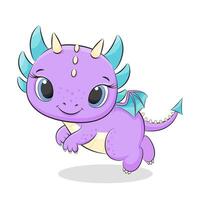 Cute baby dragon or dinosaur. Symbol of 2024. Colorfull cartoon vector illustration.