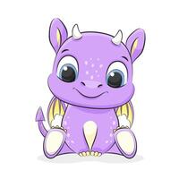 Cute baby dragon or dinosaur. Symbol of 2024. Colorfull cartoon vector illustration.