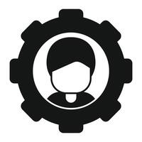 Gear person project icon simple vector. Person work team vector