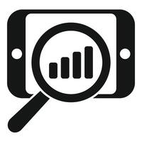 Explore smartphone graph insight icon simple vector. Control research vector