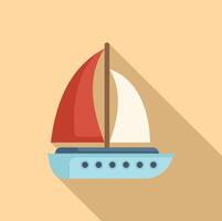 Sail ship icon flat vector. Retirement travel person vector