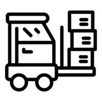 Forklift loading icon outline vector. Warehouse building barrel vector