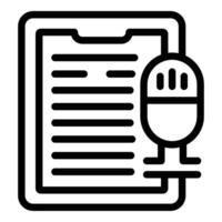 Audio mic text icon outline vector. Transcription voicemail vector