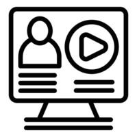 Man video call icon outline vector. Webinar corporate vector