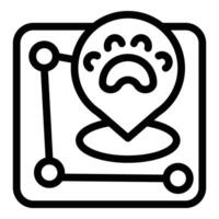 Pet tracker route icon outline vector. System warning vector