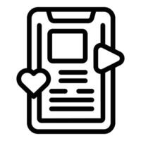 Like mobile content icon outline vector. Social media vector