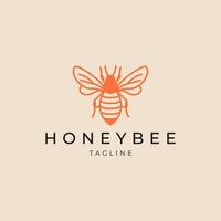 AI generated Honey bee line art logo icon design template vector