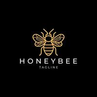 AI generated Honey bee line art logo icon design template vector