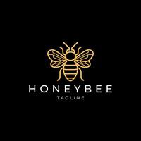 AI generated Honey bee line art logo icon design template vector