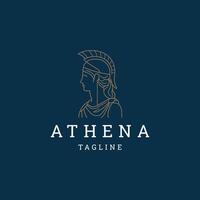 AI generated Athena line art logo icon design template vector