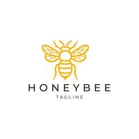 AI generated Honey bee line art logo icon design template vector