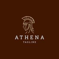 AI generated Athena line art logo icon design template vector