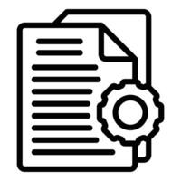 Gear document system icon outline vector. Transcribe assistant vector