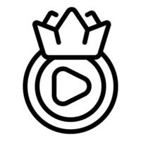 Best crown video icon outline vector. Brand happy vector