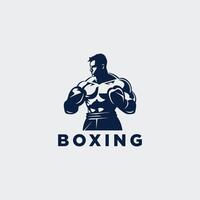 AI generated Muscular Boxer logo with boxing ring background - boxing emblem, logo design, illustration on white background vector