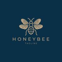 AI generated Honey bee line art logo icon design template vector