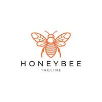 AI generated Honey bee line art logo icon design template vector