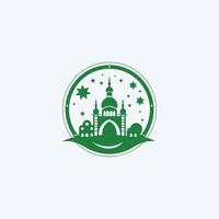 AI generated Mosque logo design with Islamic creative concept Vector