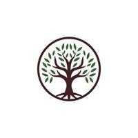 AI generated Tree logo icon template design. Garden plant natural line symbol. Green branch with leaves business sign. Vector illustration.