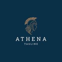 AI generated Athena line art logo icon design template vector