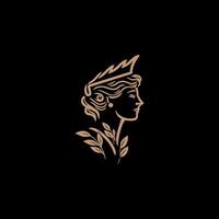 AI generated Athena line art logo icon design template vector