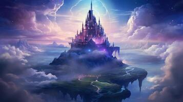 AI generated Enchanted Fantasy Castle in the Sky photo