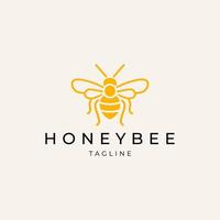 AI generated Honey bee line art logo icon design template vector